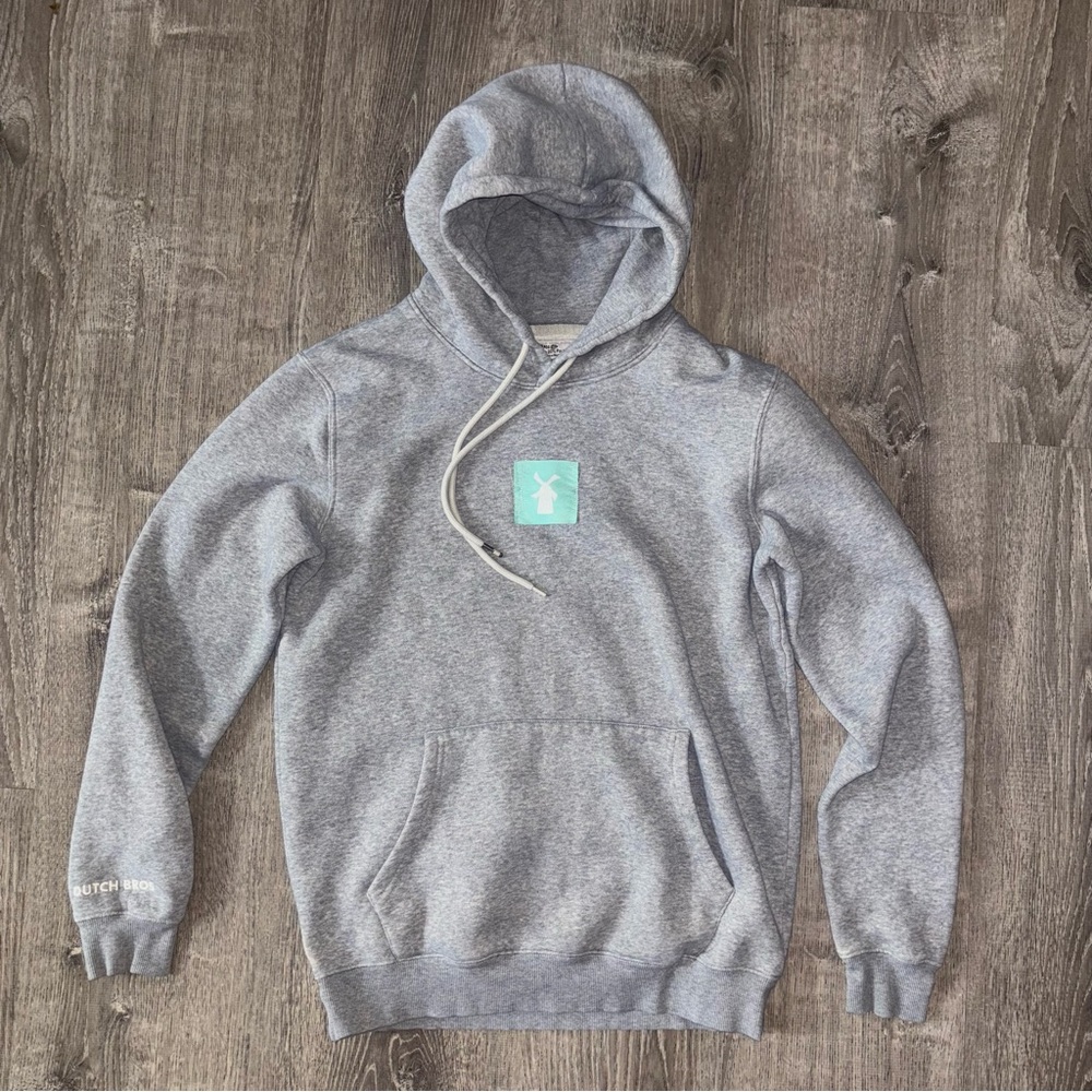 Dutch bros hoodie unisex small gray employee hoodie .. lite stain hardly tell